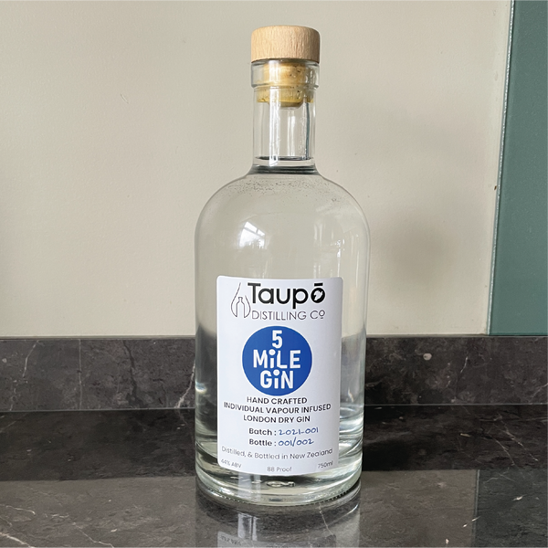 The first ever bottle of 5 Mile Gin