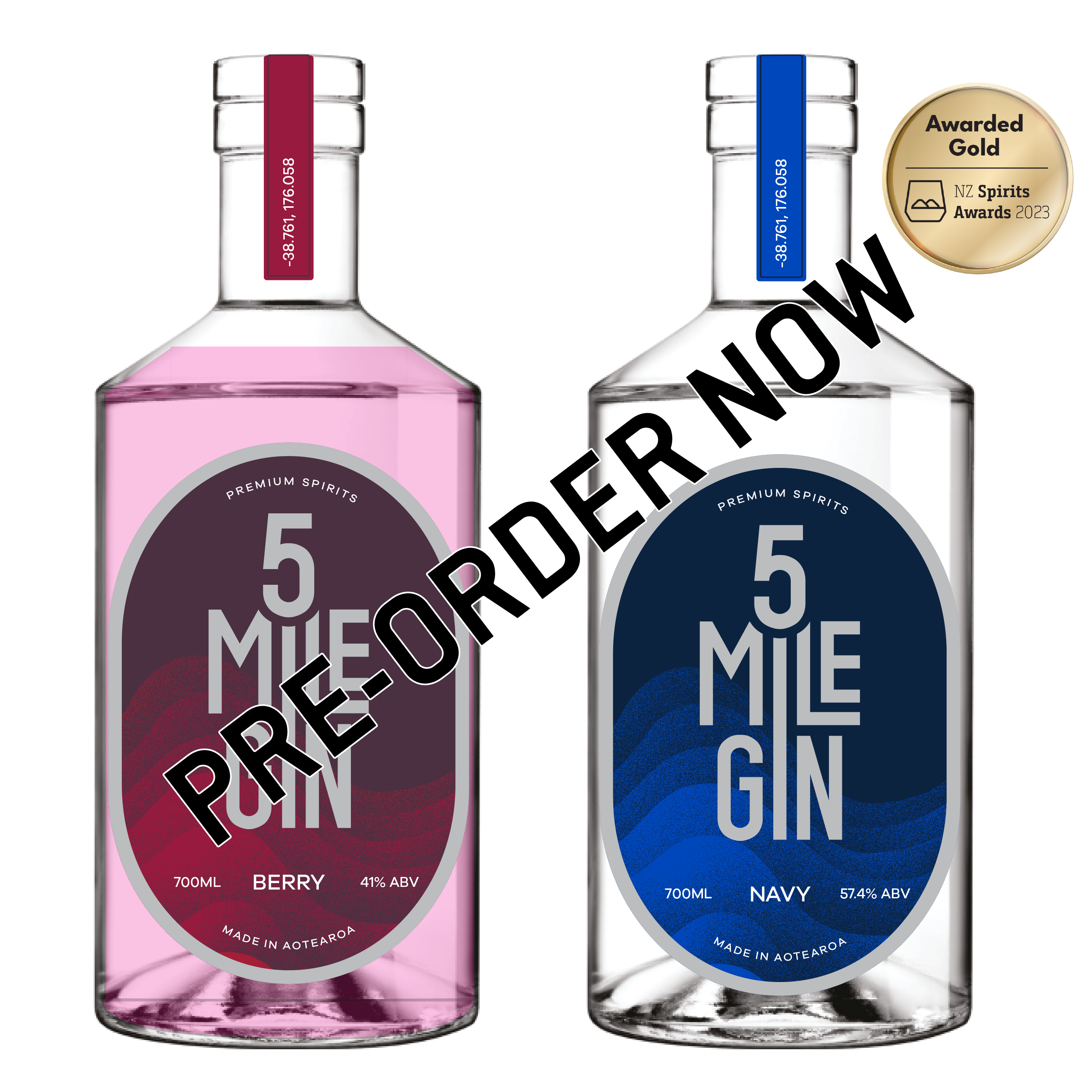 Pre-Orders taken for 5 Mile Navy Gin and 5 Mile Berry Gin