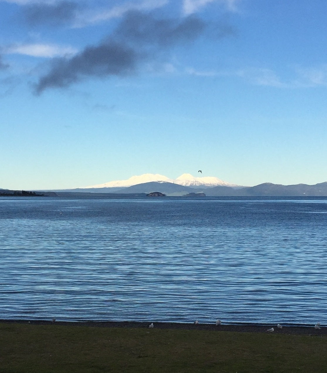 5 Mile Bay Taupo Looking south towards Tongariro National Park.